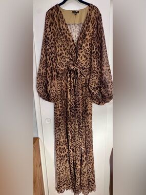 Fashion Nova Brown Leopard Print Maxi Dress